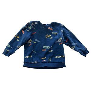 Lacoste Boys Size 3 All Over Print Sweatshirt Blue Preppy School